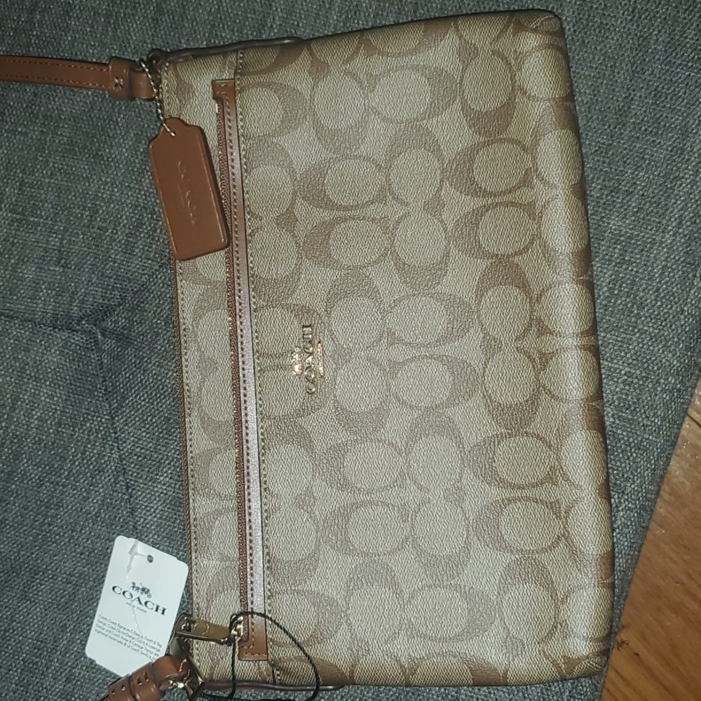 New COACH Signature East/West Crossbody with Pop-Up Pouch
